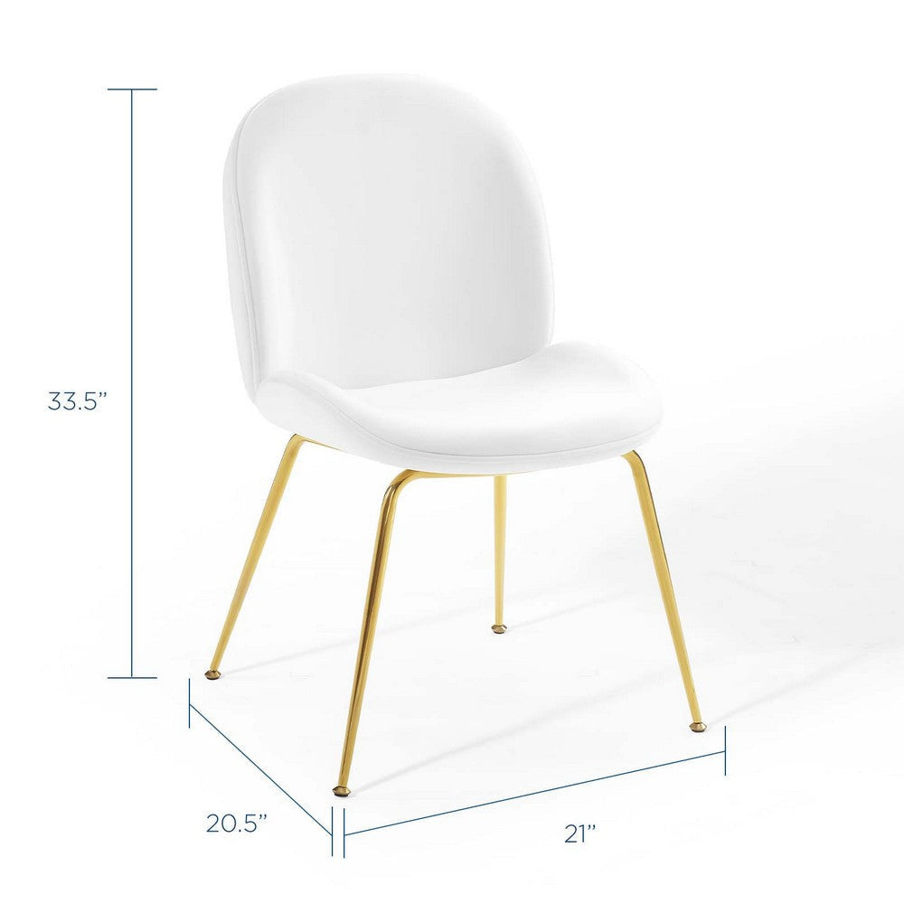 Modway Scoop Performance Velvet Side Gold Stainless Steel Metal Base in White Dining Chair MDY-EEI-3548-WHI