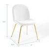 Modway Scoop Performance Velvet Side Gold Stainless Steel Metal Base in White Dining Chair MDY-EEI-3548-WHI