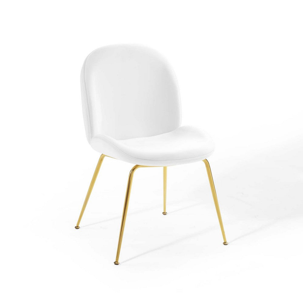 Scoop Gold Stainless Steel Leg Performance Velvet Dining Chair by Modway| White