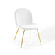 Scoop Gold Stainless Steel Leg Performance Velvet Dining Chair by Modway| White