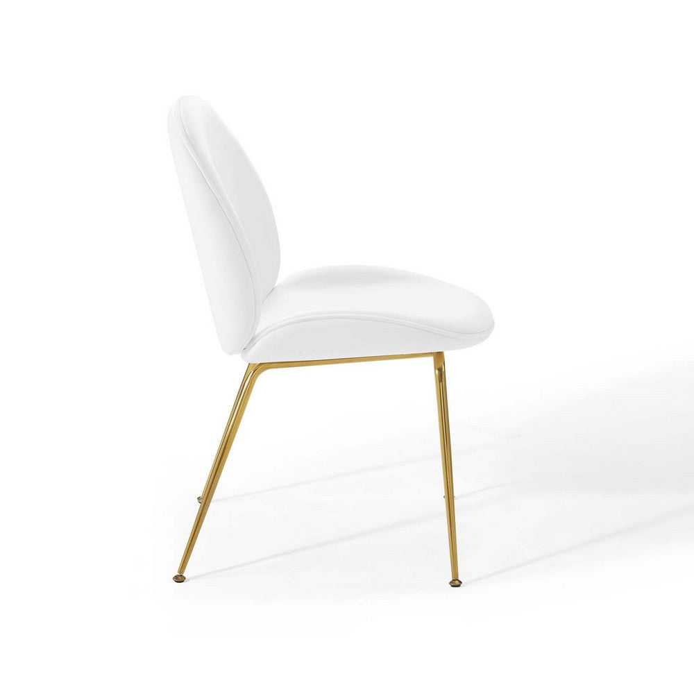 Scoop Gold Stainless Steel Leg Performance Velvet Dining Chair by Modway| White
