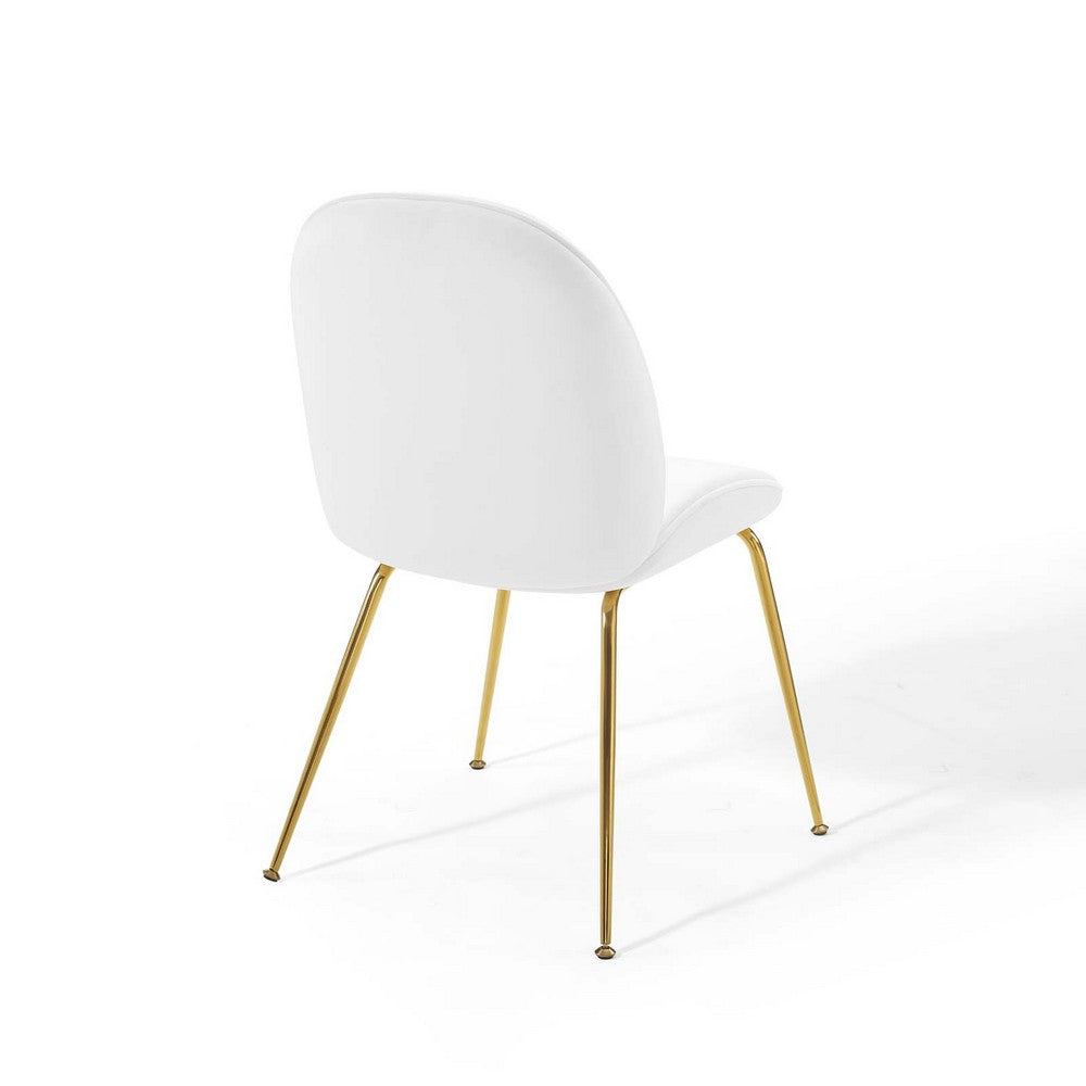 Scoop Gold Stainless Steel Leg Performance Velvet Dining Chair by Modway| White