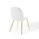 Scoop Gold Stainless Steel Leg Performance Velvet Dining Chair by Modway| White