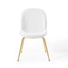 Scoop Gold Stainless Steel Leg Performance Velvet Dining Chair by Modway| White