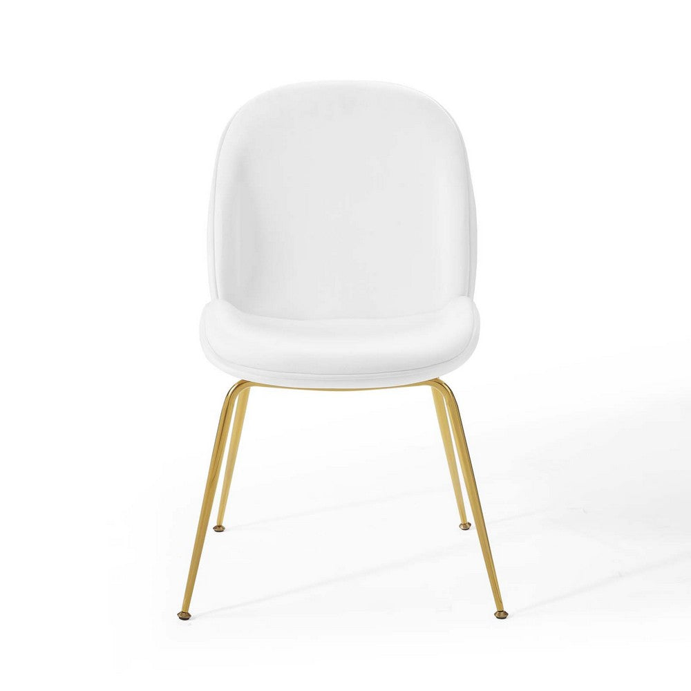 Scoop Gold Stainless Steel Leg Performance Velvet Dining Chair by Modway| White