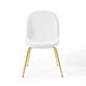 Scoop Gold Stainless Steel Leg Performance Velvet Dining Chair by Modway| White