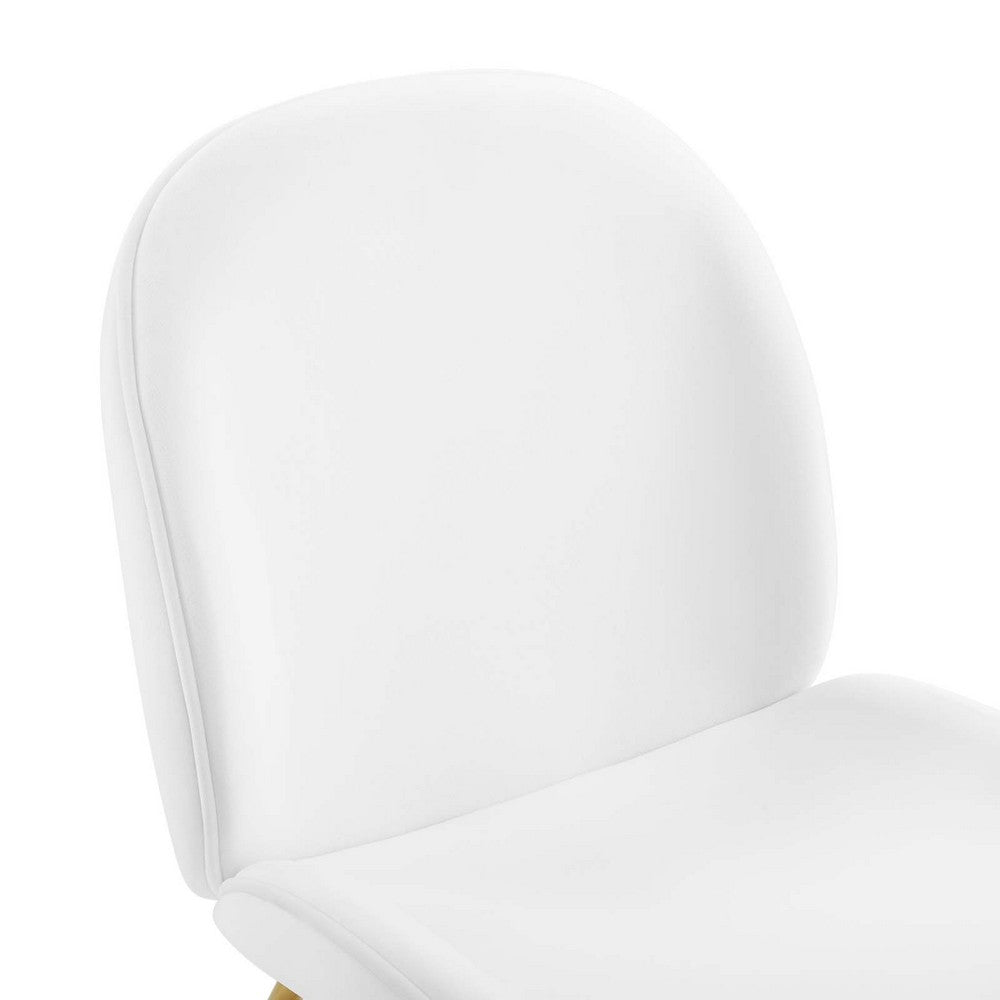 Scoop Gold Stainless Steel Leg Performance Velvet Dining Chair by Modway| White