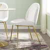 Scoop Gold Stainless Steel Leg Performance Velvet Dining Chair by Modway| White