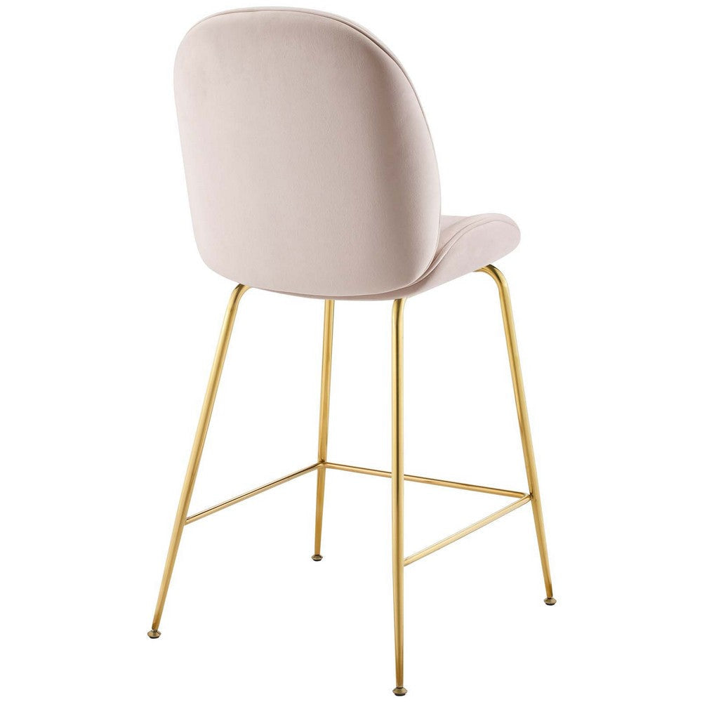 Scoop Gold Stainless Steel Leg Performance Velvet Counter Stool - No Shipping Charges MDY-EEI-3549-PNK