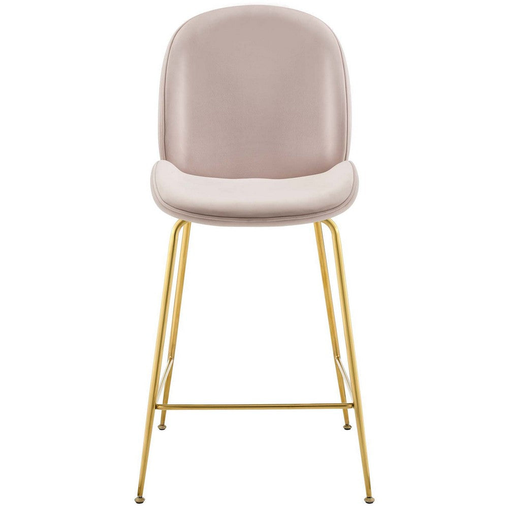 Scoop Gold Stainless Steel Leg Performance Velvet Counter Stool - No Shipping Charges MDY-EEI-3549-PNK