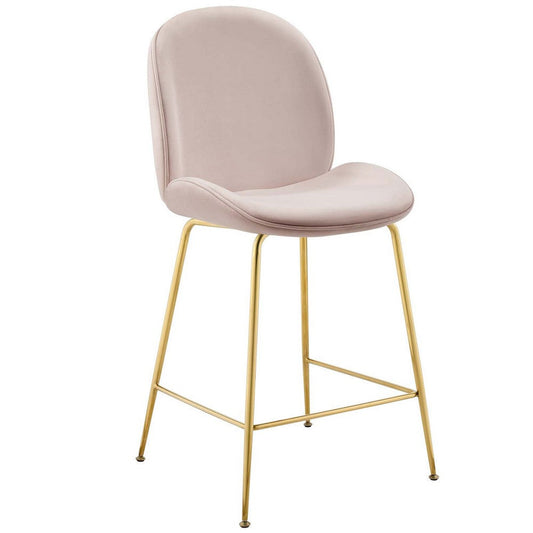 Scoop Gold Stainless Steel Leg Performance Velvet Counter Stool - No Shipping Charges