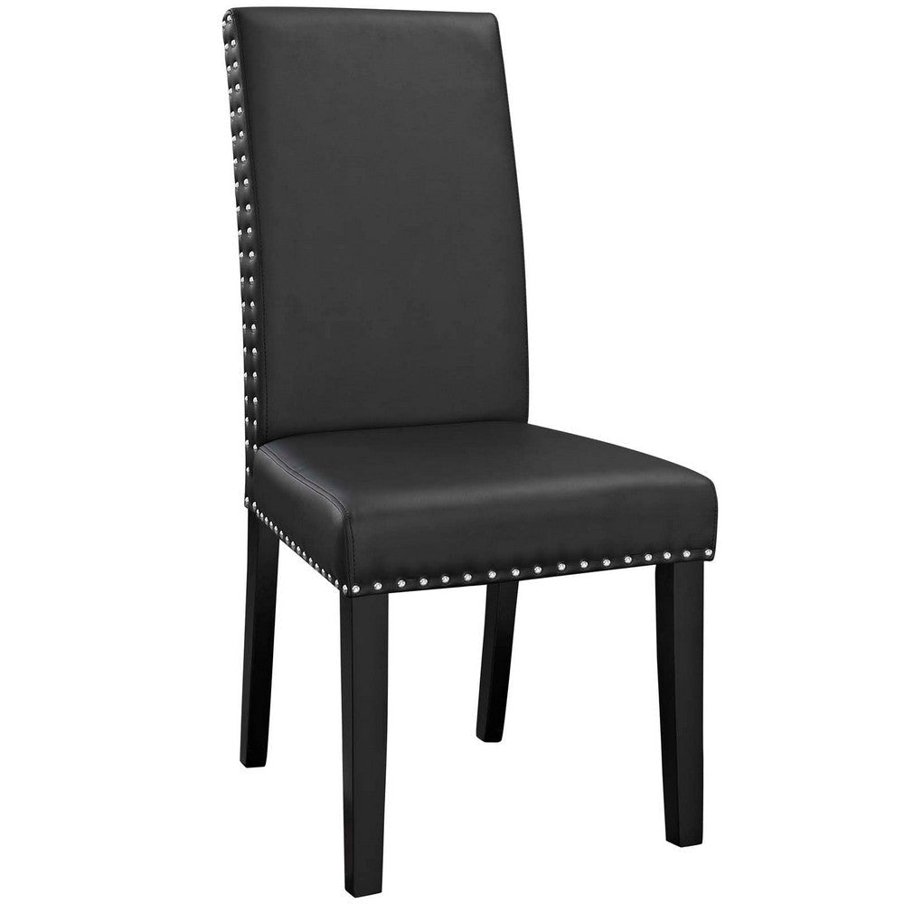 Modway Parcel Modern Faux Leather Upholstered Two Dining Chairs with Nailhead Trim in Black MDY-EEI-3553-BLK