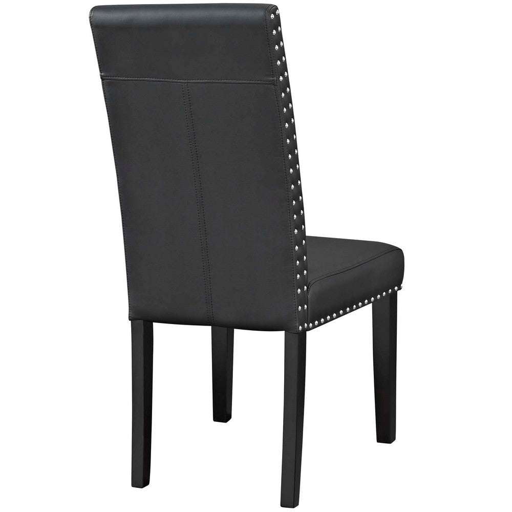 Modway Parcel Modern Faux Leather Upholstered Two Dining Chairs with Nailhead Trim in Black MDY-EEI-3553-BLK