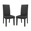 Modway Parcel Modern Faux Leather Upholstered Two Dining Chairs with Nailhead Trim in Black