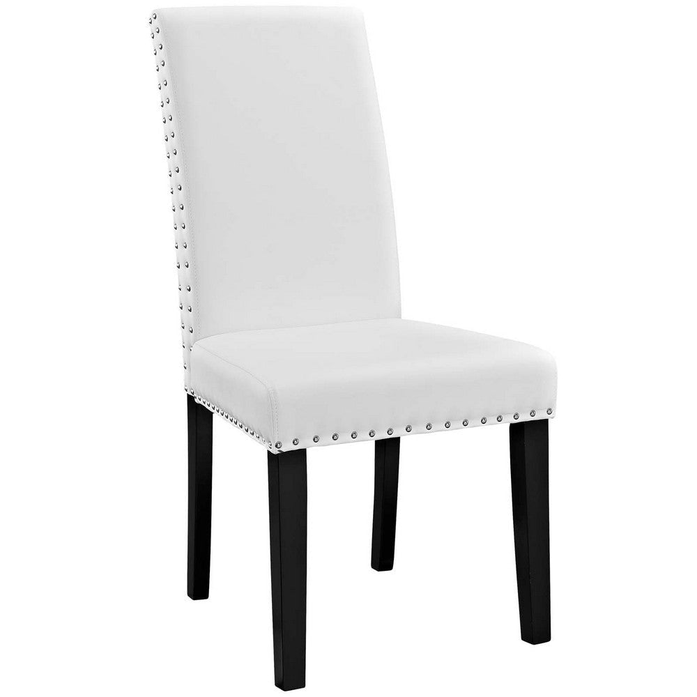 Modway Parcel Modern Faux Leather Upholstered Two Dining Chairs with Nailhead Trim in White MDY-EEI-3553-WHI