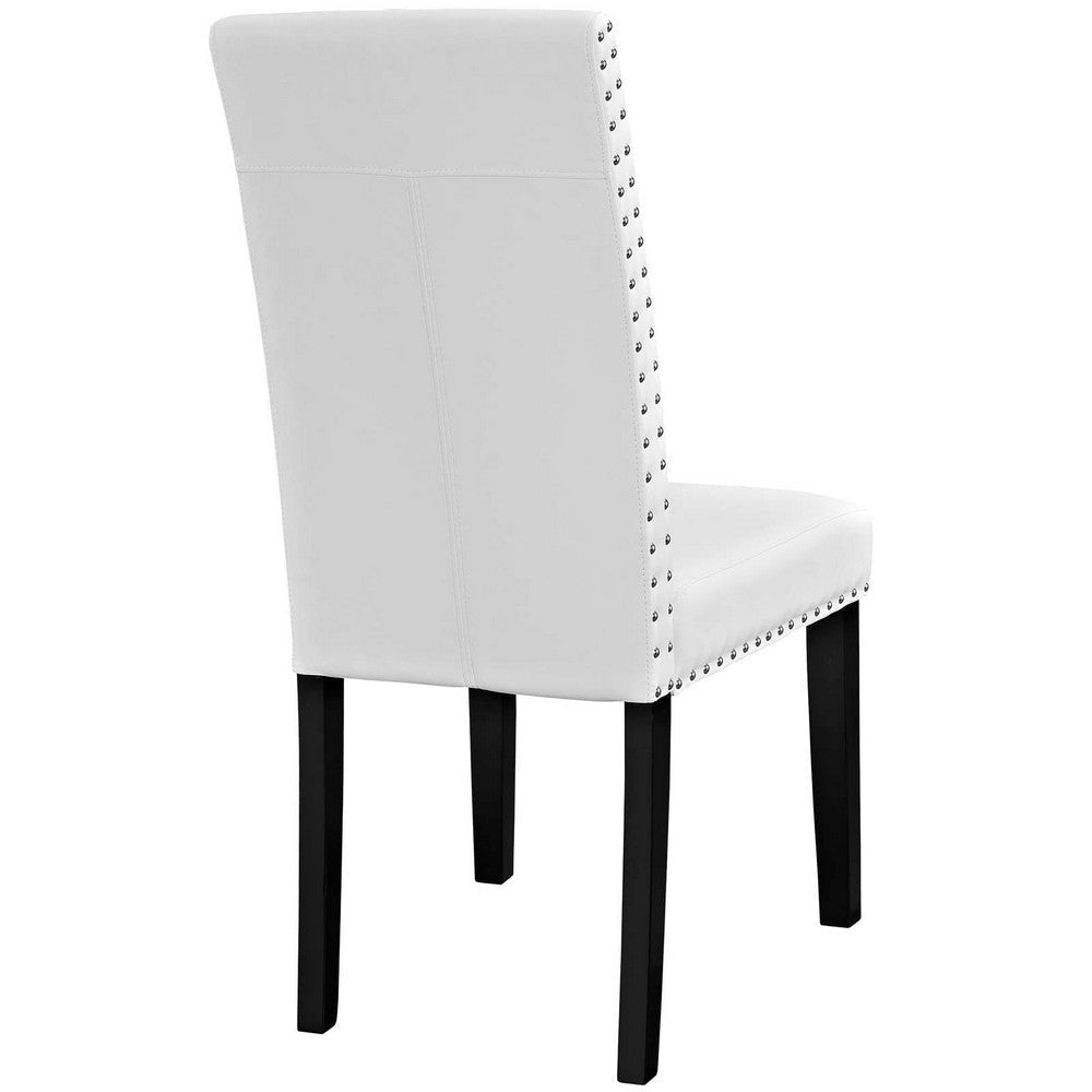 Modway Parcel Modern Faux Leather Upholstered Two Dining Chairs with Nailhead Trim in White MDY-EEI-3553-WHI