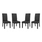 Modway Parcel Modern Faux Leather Upholstered Parsons Four Dining Chairs in Black