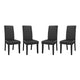 Modway Parcel Modern Faux Leather Upholstered Parsons Four Dining Chairs in Black