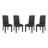 Modway Parcel Modern Faux Leather Upholstered Parsons Four Dining Chairs in Black