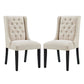 Modway Baronet Modern Tufted Upholstered Fabric Parsons Two Kitchen and Dining Room Chairs in Beige