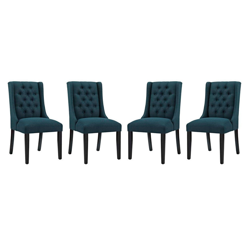 Modway Baronet Button Tufted Fabric, Dining Chair - Set of 4, Azure