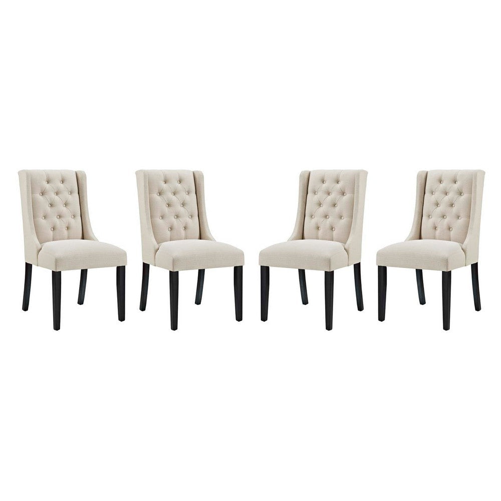 Modway Baronet Button Tufted Fabric, Dining Chair - Set of 4, Beige