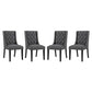 Modway Baronet Button Tufted Fabric, Dining Chair - Set of 4, Grey