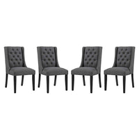 Modway Baronet Button Tufted Fabric, Dining Chair - Set of 4, Grey