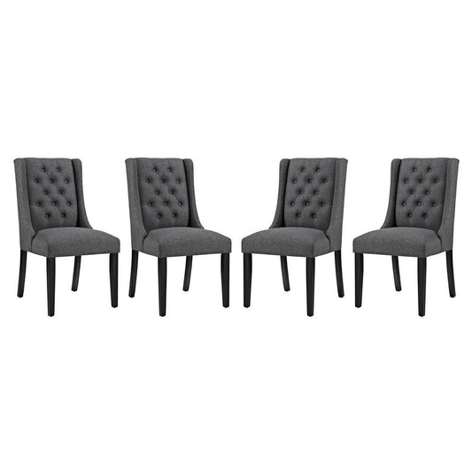 Modway Baronet Button Tufted Fabric, Dining Chair - Set of 4, Grey