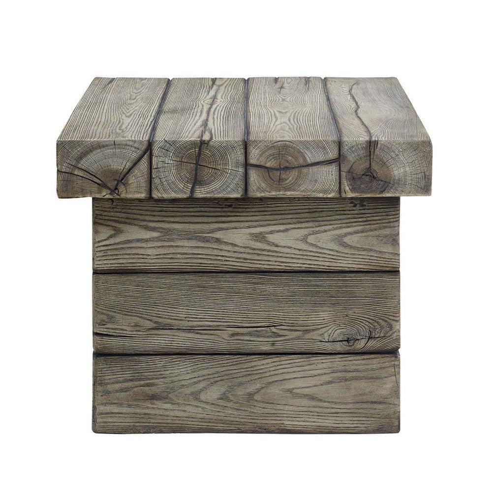 Manteo Rustic Coastal Outdoor Patio Side Table by Modway| Gray