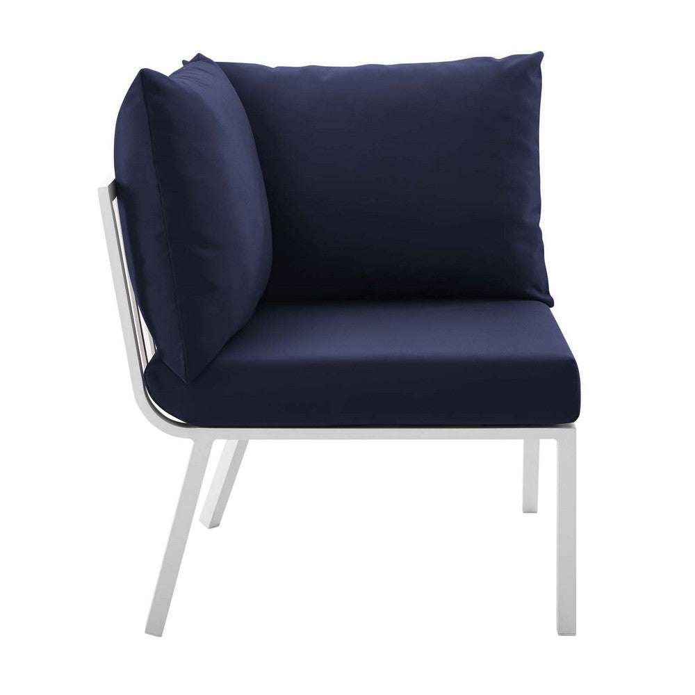 Riverside Outdoor Patio Aluminum Corner Chair by Modway| Blue