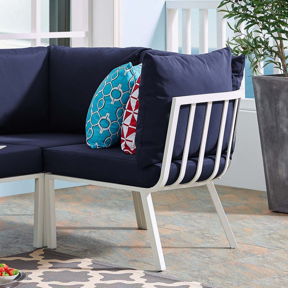 Riverside Outdoor Patio Aluminum Corner Chair by Modway| Blue