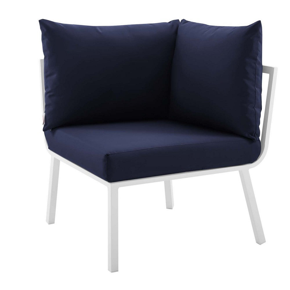 Riverside Outdoor Patio Aluminum Corner Chair by Modway| Blue