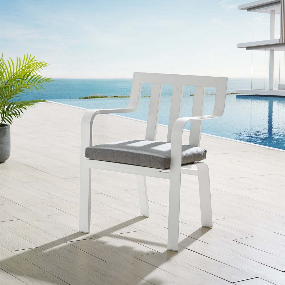 Baxley Stackable Outdoor Patio Aluminum Dining Armchair - No Shipping Charges MDY-EEI-3571-WHI-GRY