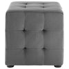 Modway EEI-3577-GRY Contour Tufted Button Cube Performance Velvet Ottoman Gray 15.5’’L x 15.5’’H