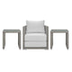 Modway Aura Outdoor Patio Wicker Rattan Armchair and Two Side Tables in Gray White