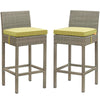 Conduit Outdoor Patio Wicker Rattan Bar Stool Set of 2 by Modway| Green
