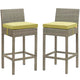 Conduit Outdoor Patio Wicker Rattan Bar Stool Set of 2 by Modway| Green
