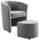 Divulge Performance Velvet Arm Chair and Ottoman Set by Modway| Gray