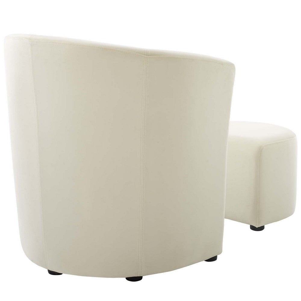 Modway Divulge Performance Velvet Armchair and Ottoman Set in Ivory MDY-EEI-3607-IVO