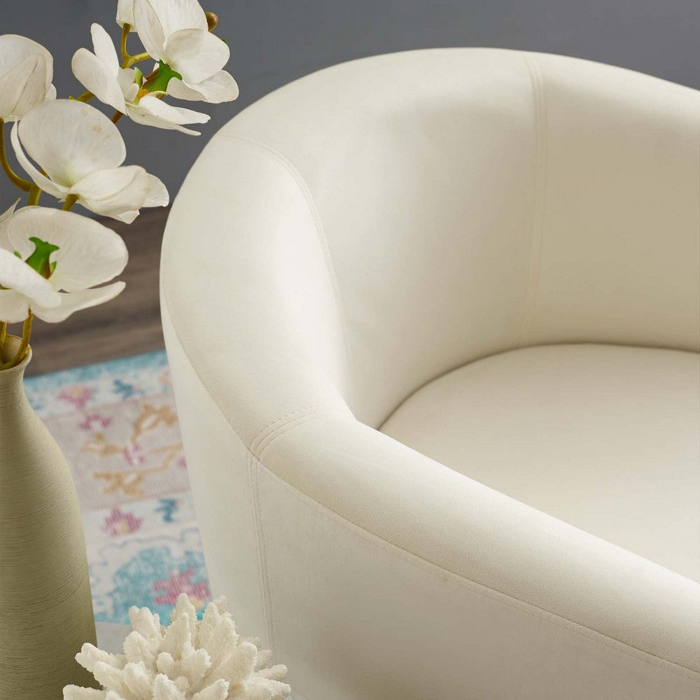 Modway Divulge Performance Velvet Armchair and Ottoman Set in Ivory MDY-EEI-3607-IVO