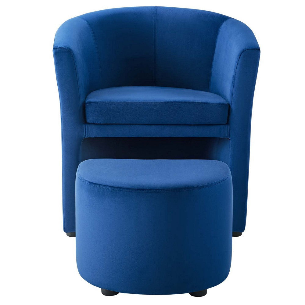 Modway Divulge Performance Velvet Armchair and Ottoman Set in Navy MDY-EEI-3607-NAV