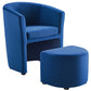 Modway Divulge Performance Velvet Armchair and Ottoman Set in Navy