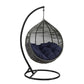 Modway Garner Outdoor Patio Wicker Rattan Teardrop Swing Chair in Gray Navy