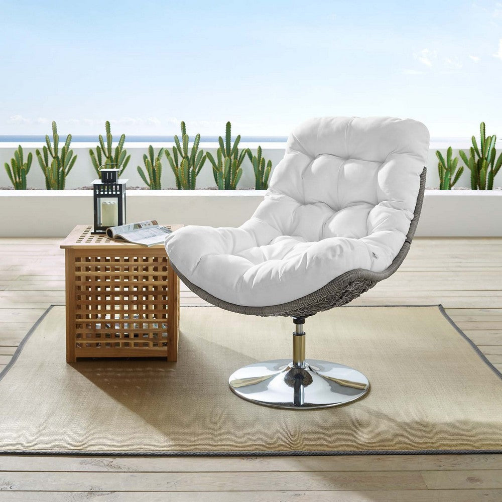 Brighton Wicker Rattan Outdoor Patio Swivel Lounge Chair - No Shipping Charges