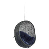 Modway Hide Wicker Rattan SunbrellaÂ® Fabric Outdoor Patio Swing Chair with Hanging Steel Chain in Gray Navy