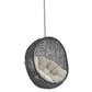 Modway EEI-3635-BLK-BEI Encase Wicker Rattan Outdoor Patio Swing Chair with Hanging Steel Chain in Black Beige