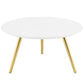 Modway Lippa 28" Mid-Century Modern Round Coffee Table with Tripod Base in Gold White