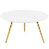 Modway Lippa 28" Mid-Century Modern Round Coffee Table with Tripod Base in Gold White