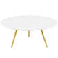 Modway Lippa 36" Mid-Century Modern Round Coffee Table with Tripod Base in Gold White